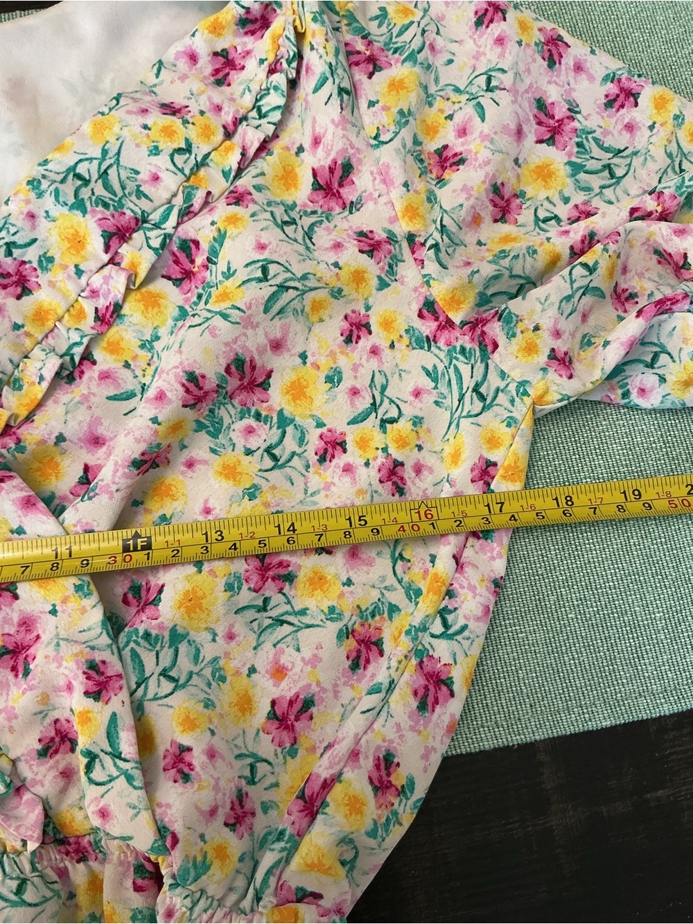 June & Hudson Floral Wrap Mini Dress White Pink Yellow Size S - Picture 8 of 11